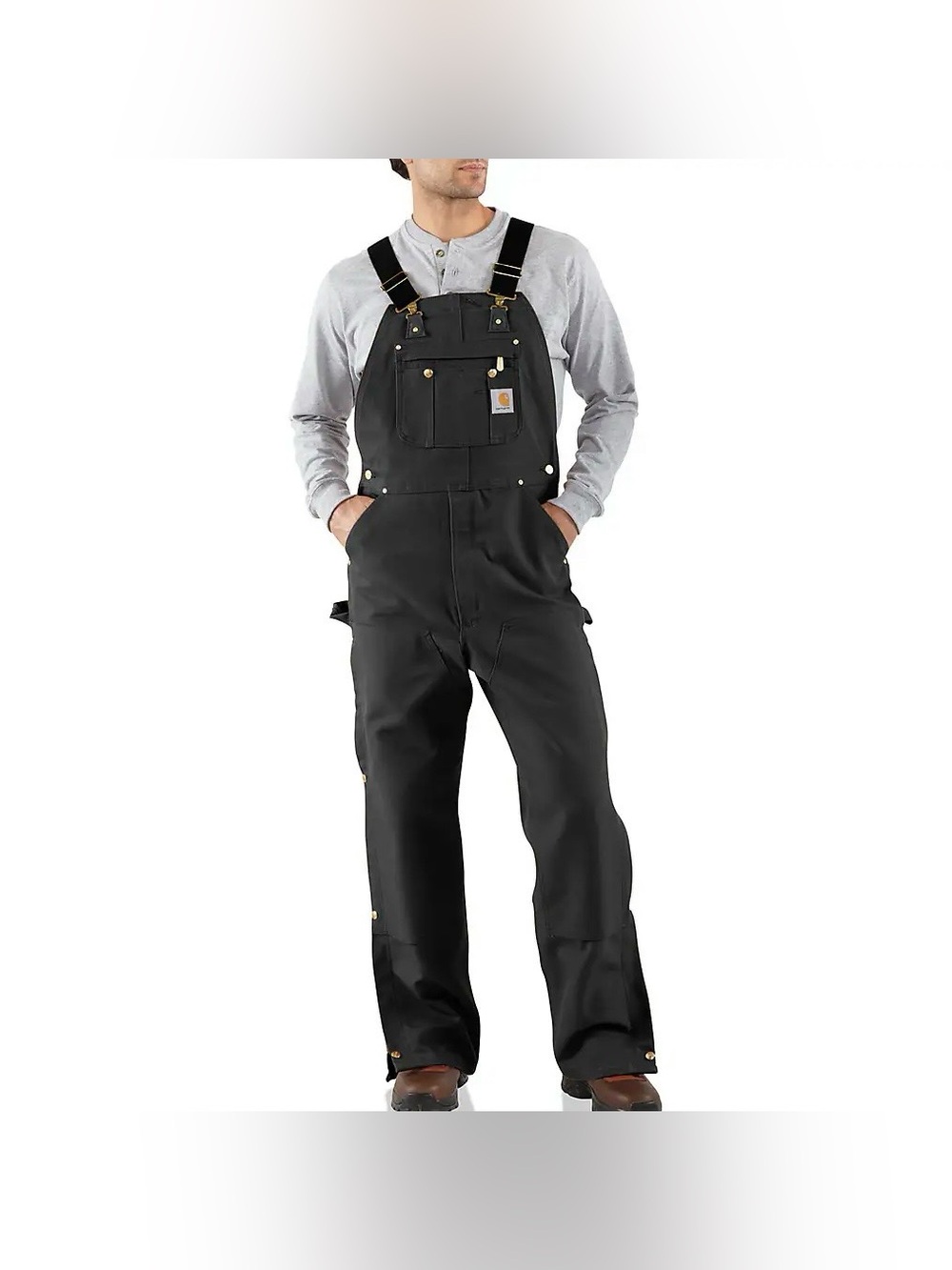 Carhartt 104393 BLK Firm Duck Insulated Double-Front Bib Overall Black Men’s LT